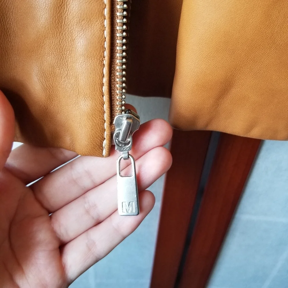 Michael Kors Women's Cognac Leather Jacket - Picture 5 of 8